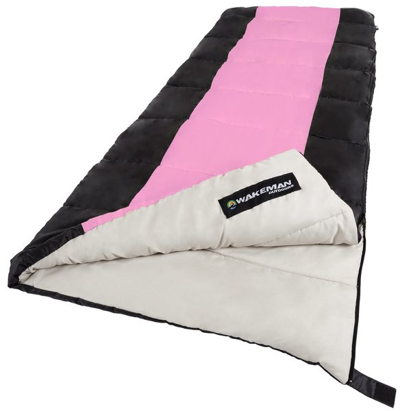 Wakeman Lightweight Sleeping Bag - Otter Tail Sleeping Bag for Adults and Children by Pink/Black 75-CMP1025